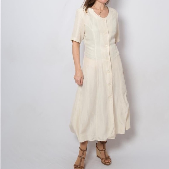 Vintage ITALIAN Pure Silk Button front midi dress - Picture 4 of 4